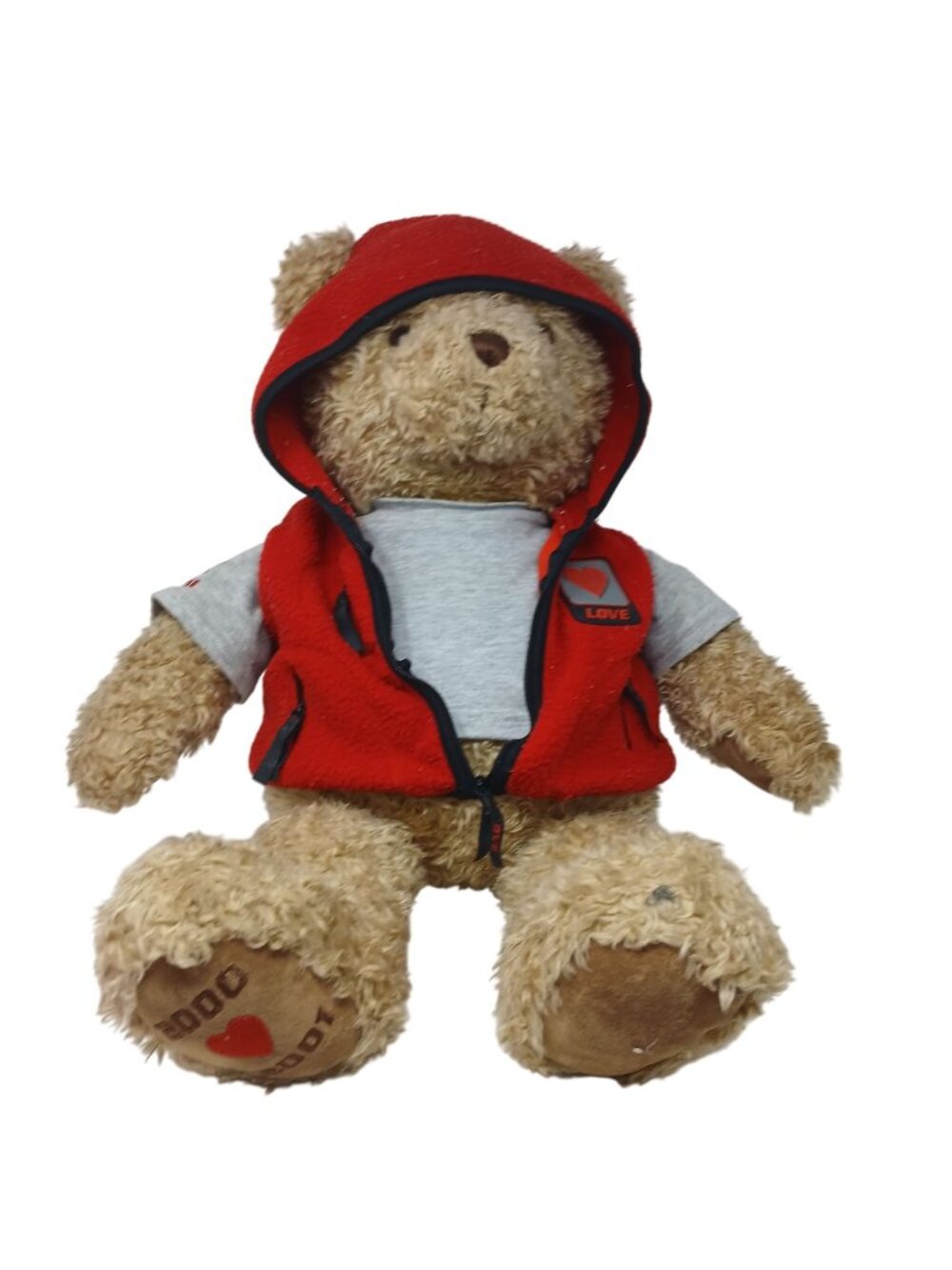 Gund 2000 Wish Bear 26" Tall W/ Red Hoodie & Gray Shirt VTG LTD  #WS